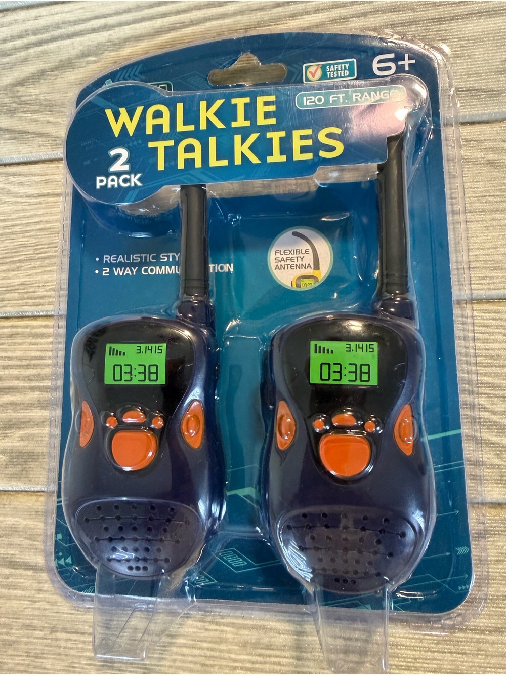 Navy Blue & Orange 2-Pack Walkie Talkies - Portable Kids Two-Way Radios